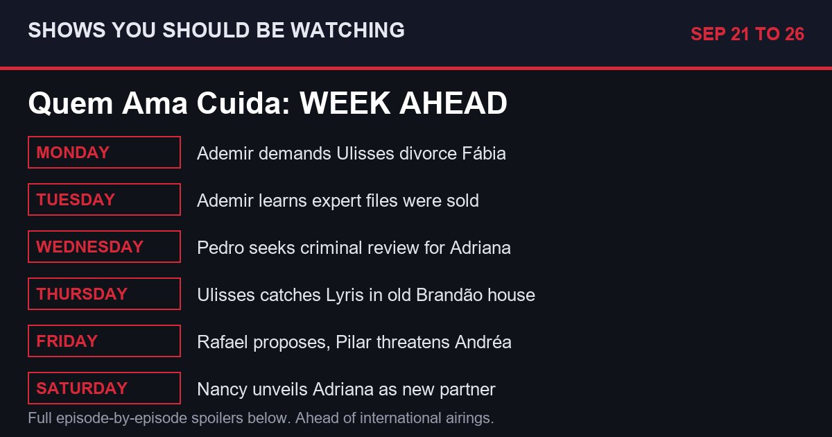 Quem Ama Cuida week ahead Sep 21 to 26 spoilers
